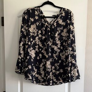 Pleione Navy Floral Blouse